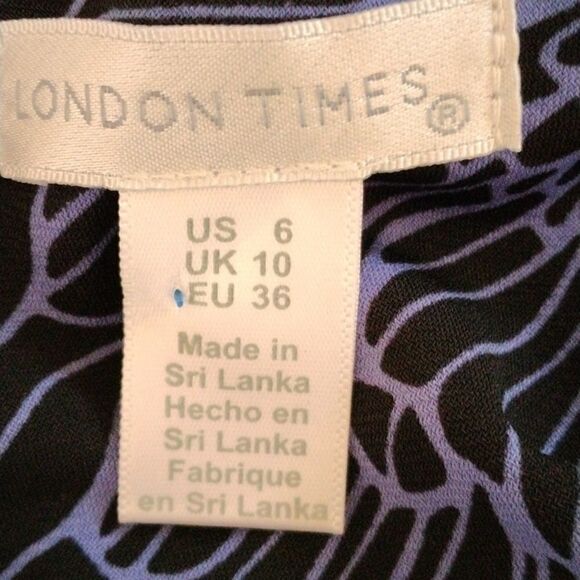 London Times Soft Knit Dark Floral Asymmetrical Dress - Picture 6 of 8